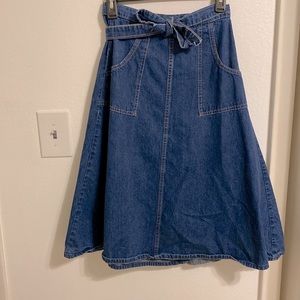 Midi denim wrap skirt